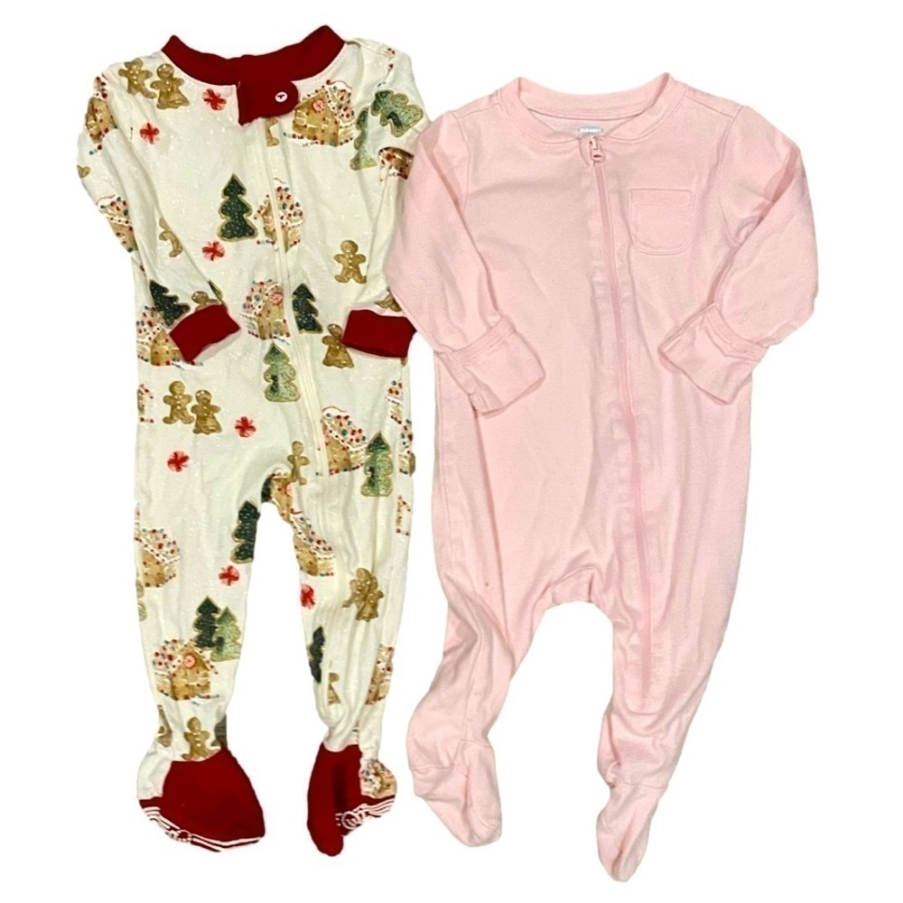 ⭐️ Carter’s, Burt’s Bees, Old Navy, Set of 4, 2-Long Sleeve onsies & 2- Pajamas - Picture 3 of 3